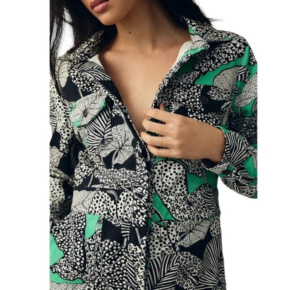 FARM Rio Black White and Green Printed Long-Sleeve Romper - Picture 4 of 11